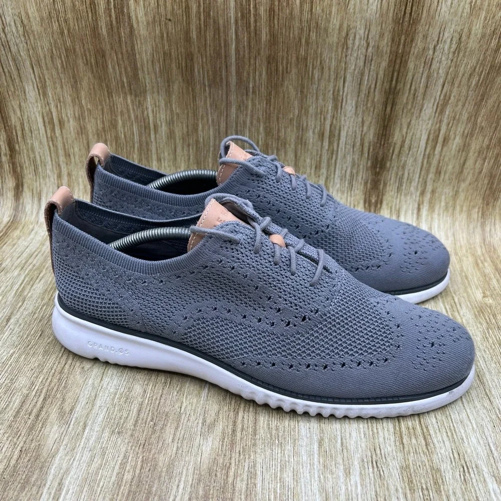 Cole Haan 2.Zerogrand Stitchlite Wingtip Oxford Men's Size 11 M Gray Knit C27947